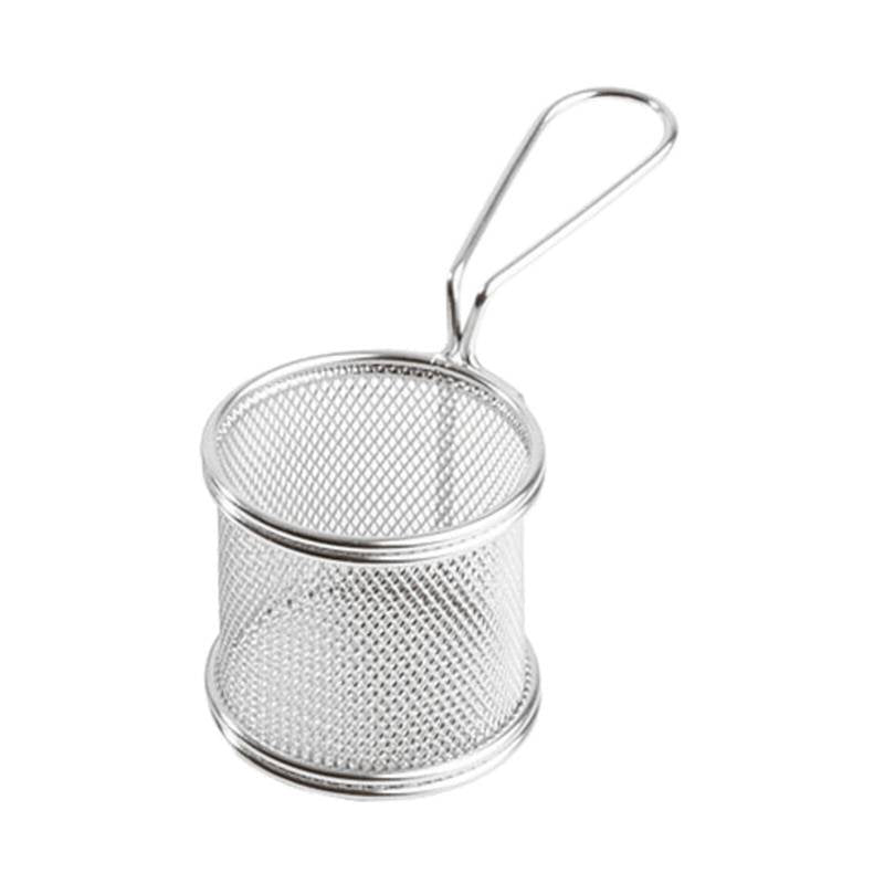 8 cm - Tableware Buffet & Display Cestello Porta Snack Rotondo In Acciaio Inox