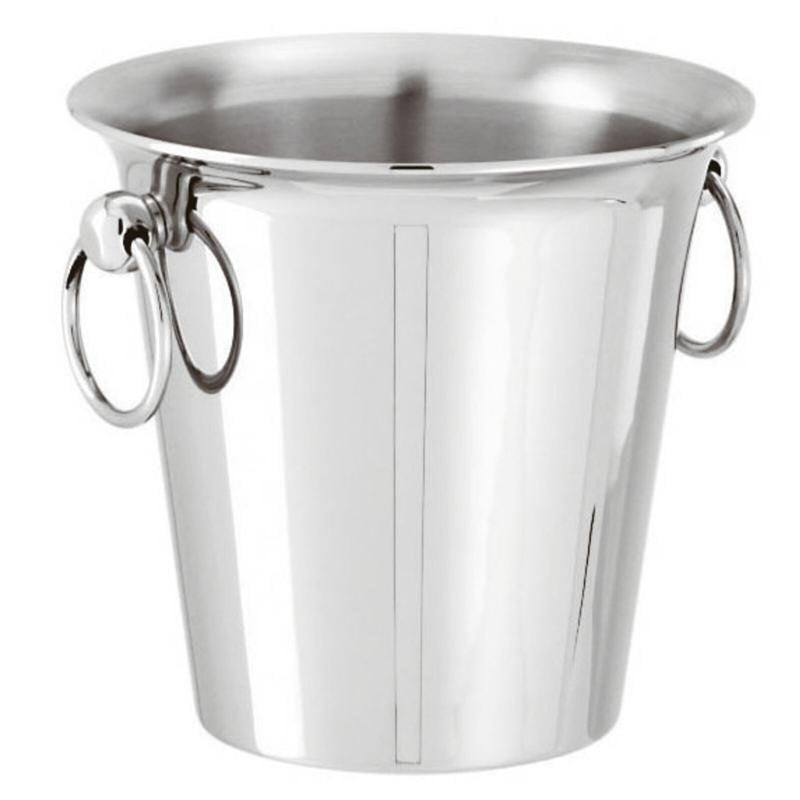 Ø 12.5 x H 13  cm - Secchiello Ghiaccio In Acciaio Inox Con Maniglie