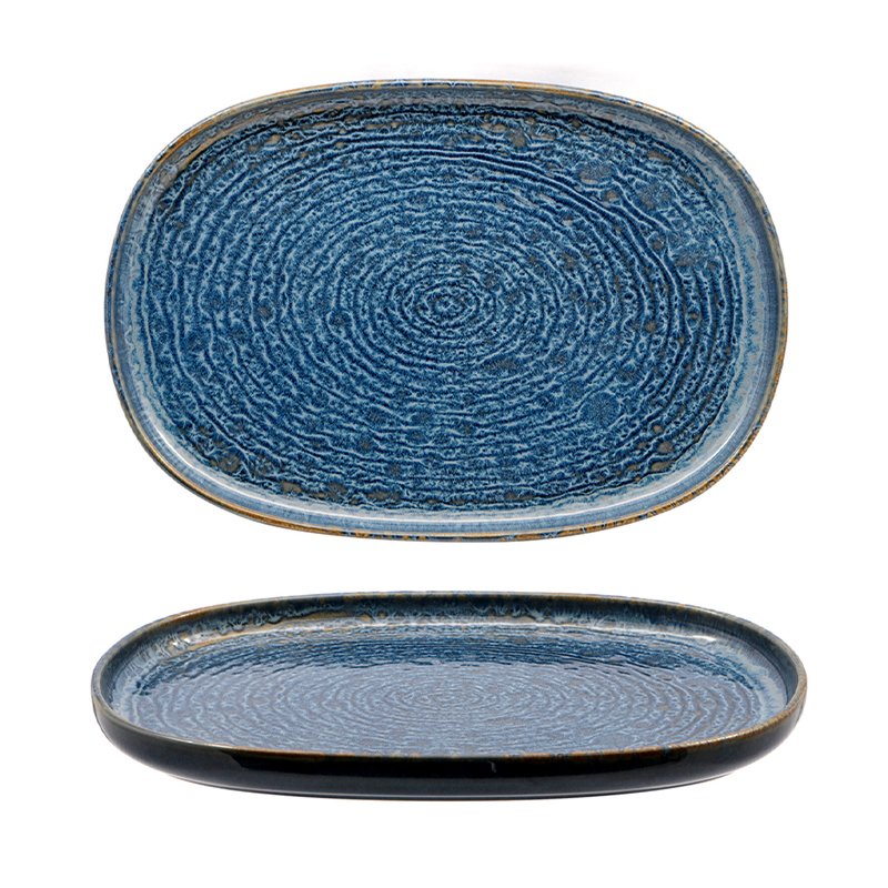 33 cm - Okeanos PIatto Vassoio Ovale In Stoneware - Set 4 Pz