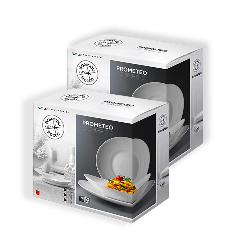 Prometeo Servizio Piatti In Vetro Opale - Set 36 Pz