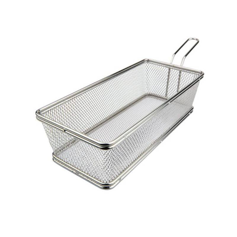 27x12 cm - Mini Cestello Porta Snack Rettangolare In Acciaio Inox 18/10