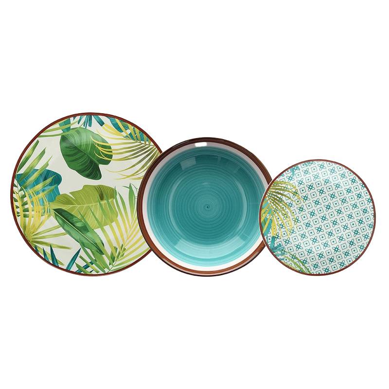Metropolis Jungle Servizio Piatti In Porcellana - Set 18 Pz