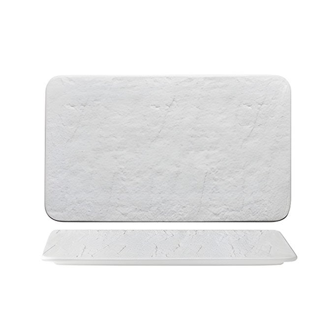 30x20 cm - Erosion PIatto Vassoio Rettangolare In Porcellana - Set 3 Pz