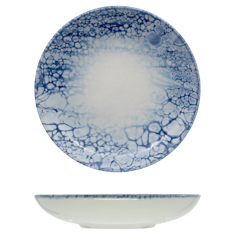 22 cm - Bubble Piatto Fondo In Porcellana - Set 12 Pz