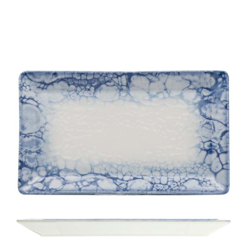 29x17.5 cm - Bubble Piatto Vassoio Rettangolare In Porcellana - Set 10 Pz