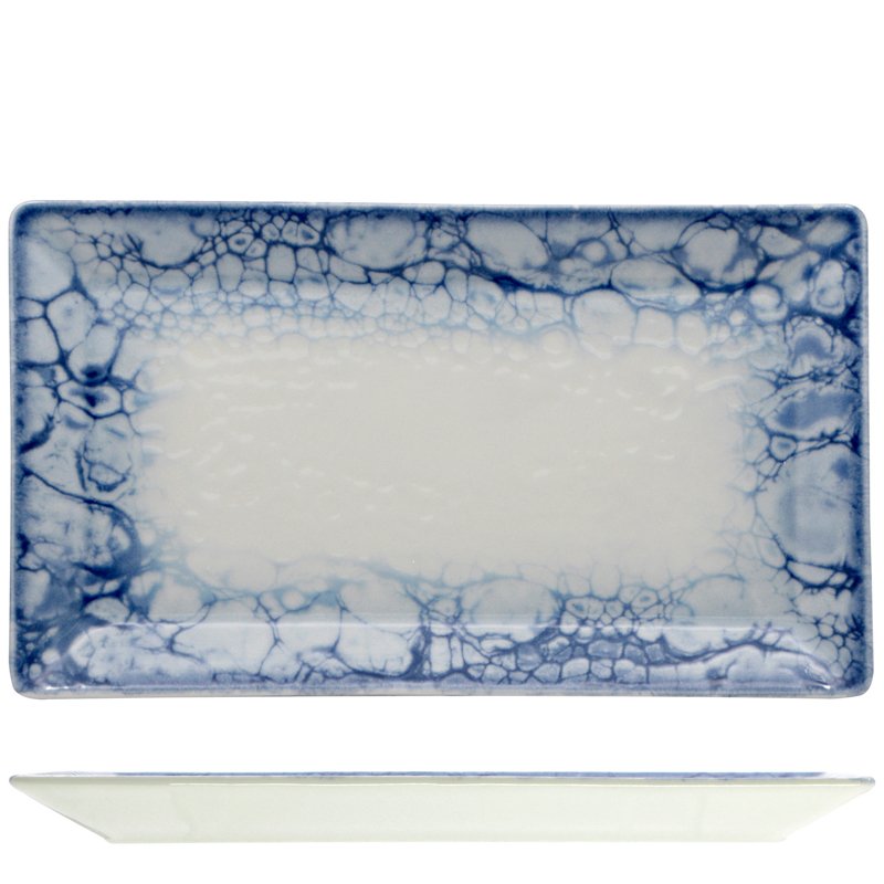 26x15 cm - Bubble Piatto Vassoio Rettangolare In Porcellana - Set 6 Pz