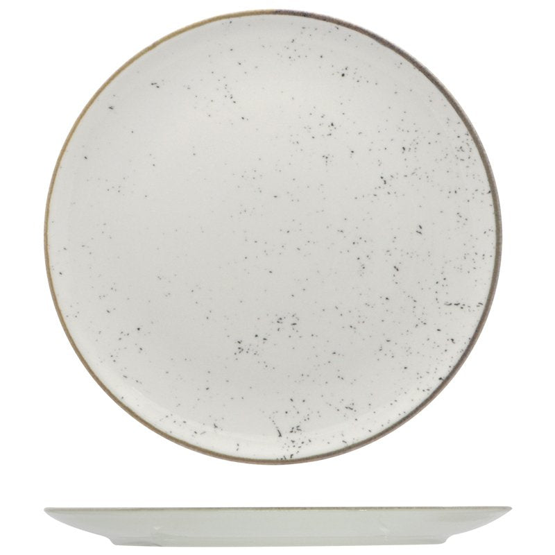 31 cm - Stains Piatto Vassoio Rotondo In Porcellana - Set 6 Pz