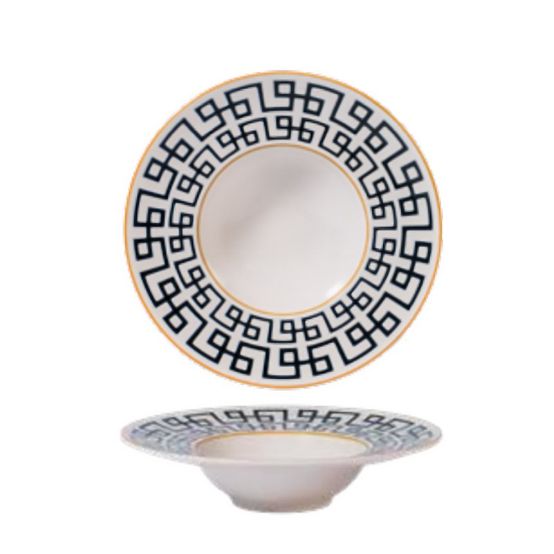 28 cm - Dedalo Piatto Pasta In Porcellana - Set 6 Pz