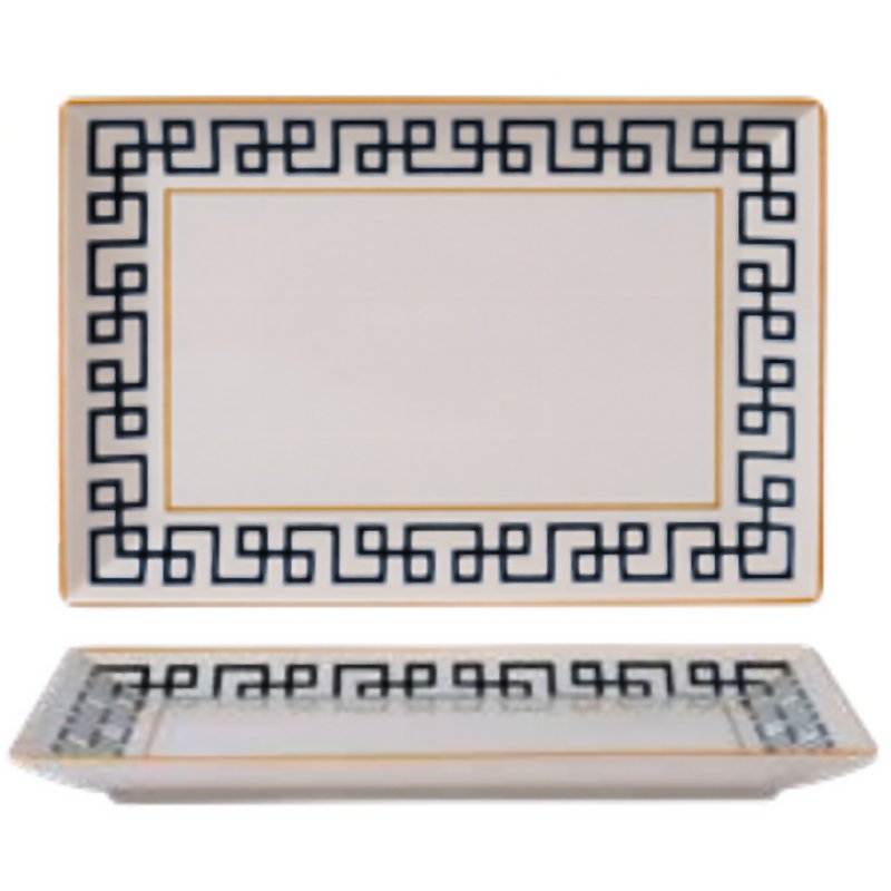 30x20 cm - Dedalo PIatto Vassoio Rettangolare In Porcellana - Set 6 Pz