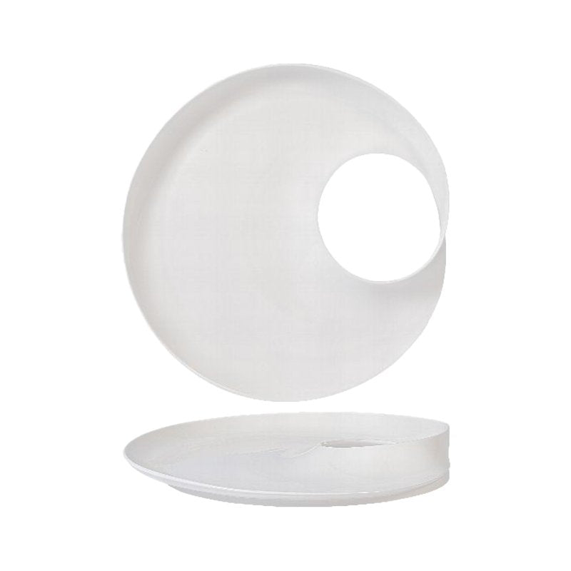 30 cm - Magnesium Hole Piatto Presentazione Rotondo In Porcellana - Set 2 Pz