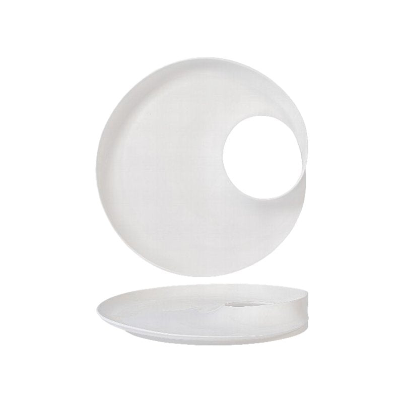 26 cm - Magnesium Hole Piatto Presentazione Rotondo In Porcellana - Set 2 Pz
