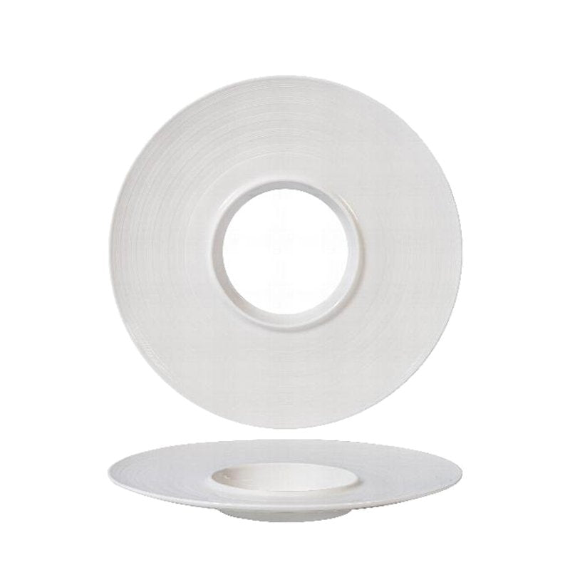 31.2 cm - Magnesium Plain Ring Piatto Presentazione Rotondo In Porcellana - Set 2 Pz