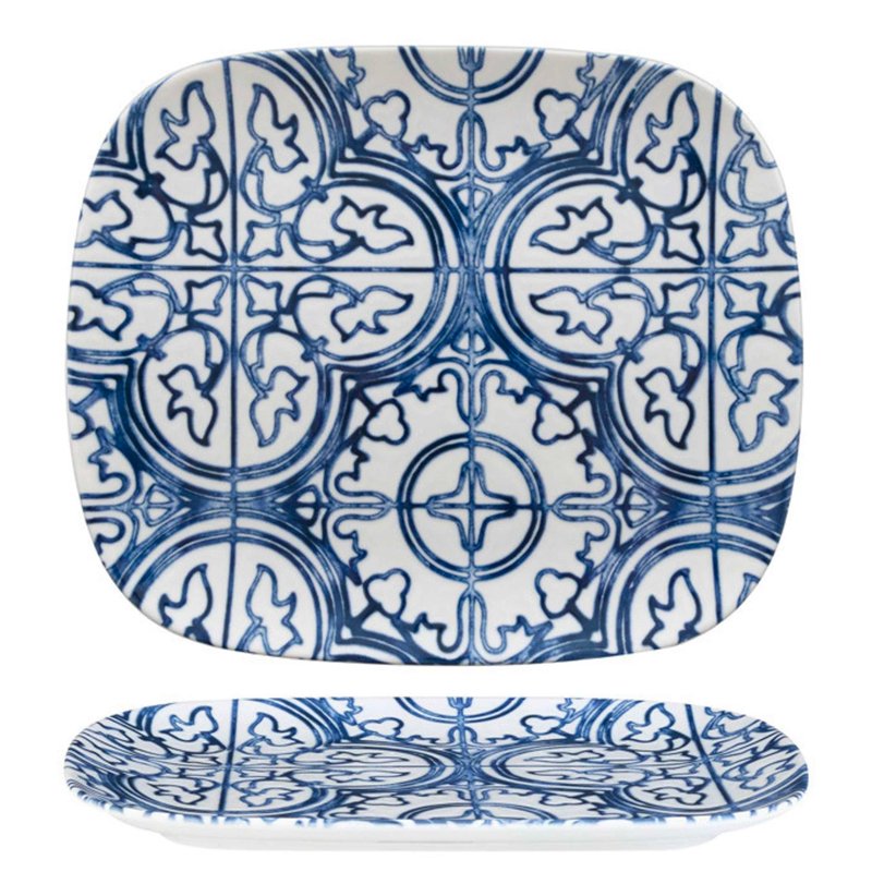 29x24.5 cm - Seaside Piatto Vassoio Rettangolare In Porcellana - Set 6 Pz