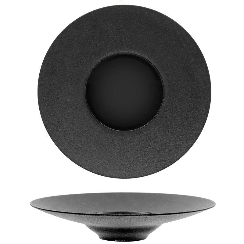 28 cm - Black Dazzle Piatto Fondo In Porcellana - Set 6 Pz
