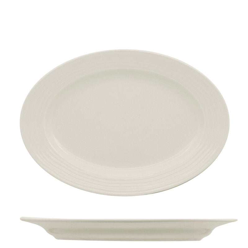 26x18 cm - Eclipse Piatto Vassoio Ovale In Porcellana - Set 12 Pz