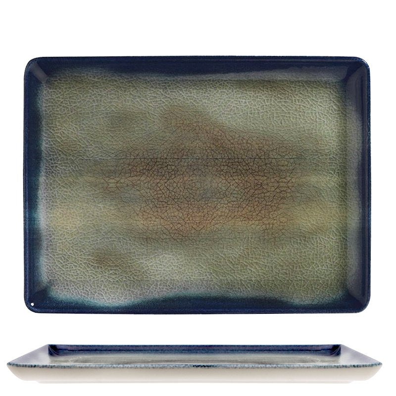 35x26 cm - Arizona Piatto Vassoio Rettangolare In Porcellana - Set 6 Pz