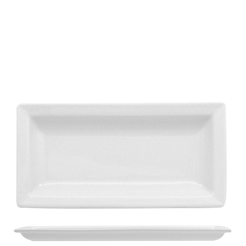 17.8x8.7 cm - Justwhite Piatto Presentazione Rettangolare In Porcellana - Set 6 Pz
