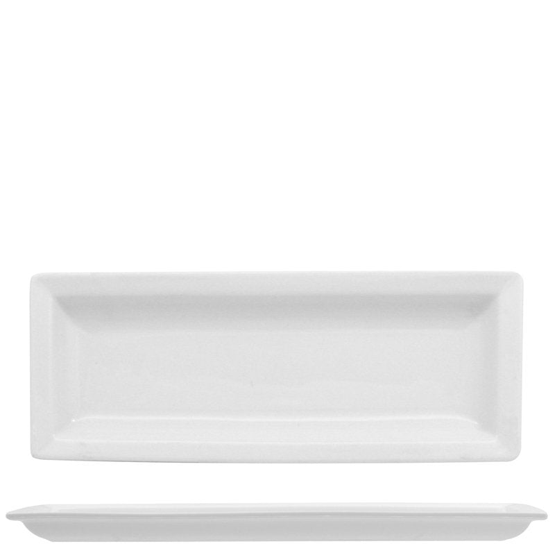 22.5x8.7 cm - Justwhite Piatto Presentazione Rettangolare In Porcellana - Set 6 Pz