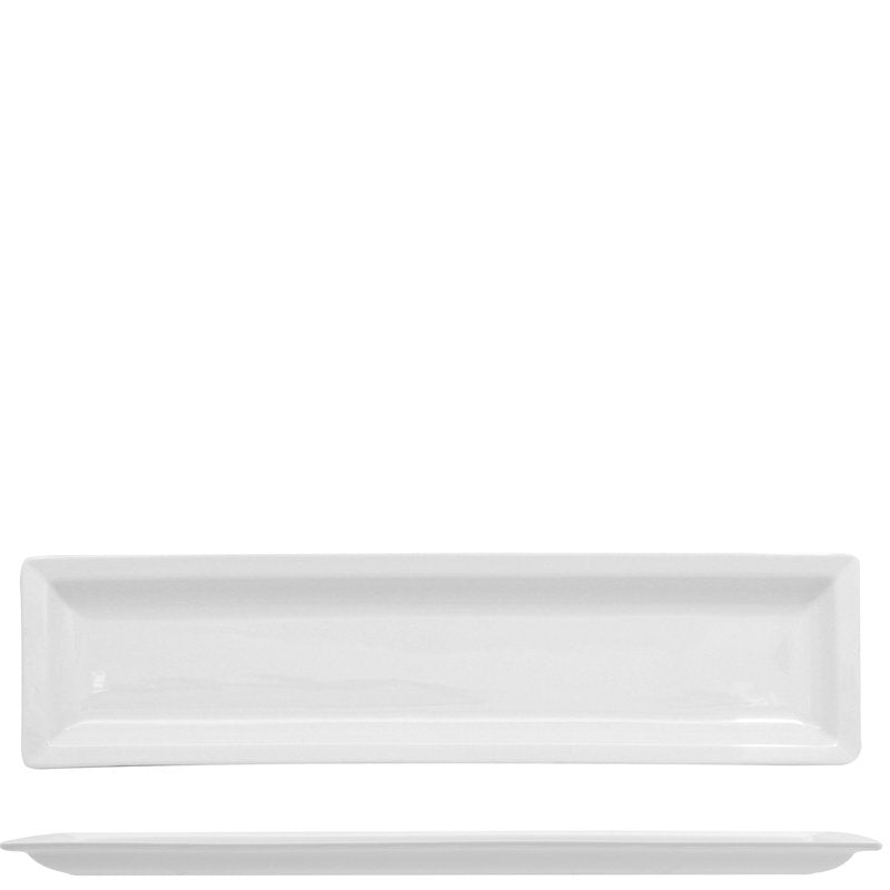 36x9.2 cm - Justwhite Piatto Vassoio Rettangolare In Porcellana - Set 6 Pz