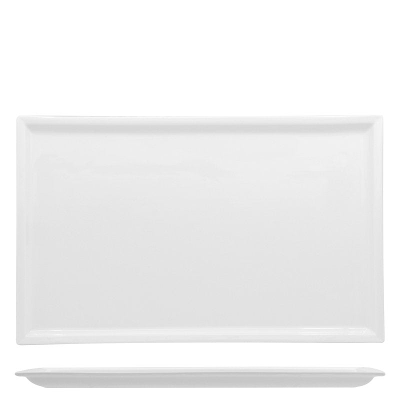 45x28 cm - Justwhite Piatto Vassoio Rettangolare In Porcellana - Set 2 Pz