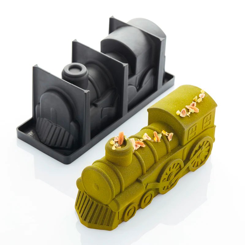 25.4 x 8.8 cm - Express Log Stampo Torta Tronchetto Locomotiva In Silicone