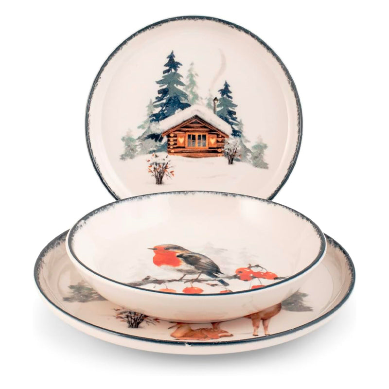 Frosty Nordic Servizio Piatti In Porcellana - Set 18 Pz
