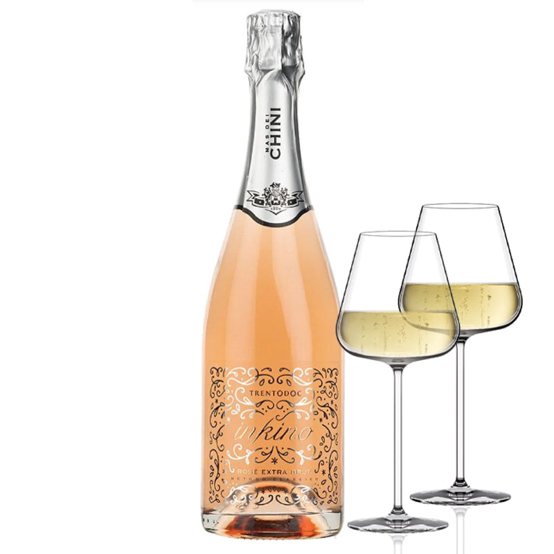 Inkino Rosé Extra Brut M.C. Trento DOC 2020 Cantina Mas Dei Chini  - Set 2 Calici Italesse Etoile Sparkle 48 cl