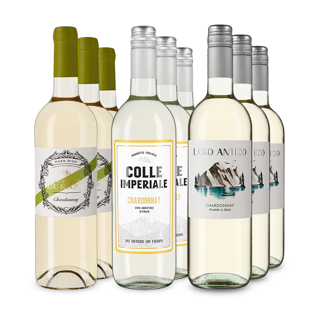 Francia e Italia: Chardonnay premiati oro in pacco 3x3 – Gold