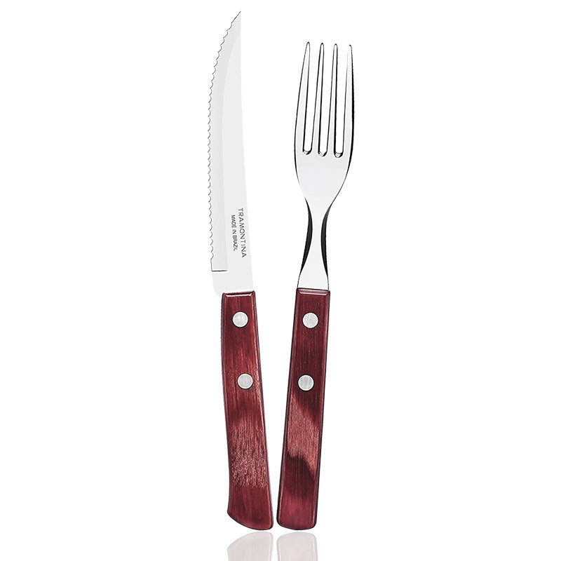 Churrasco Servizio Posate In Acciaio Inox - Poliwood - Set 12 Pz