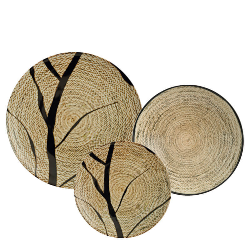Tribal Mood Servizio Piatti In Porcellana - Set 12 Pz