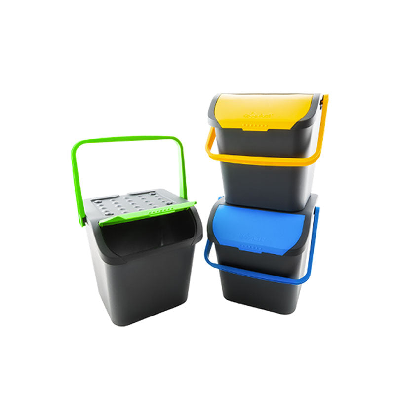 28 Lt - Ecologic Pattumiera Rettangolare In Plastica - Set 3 Pz