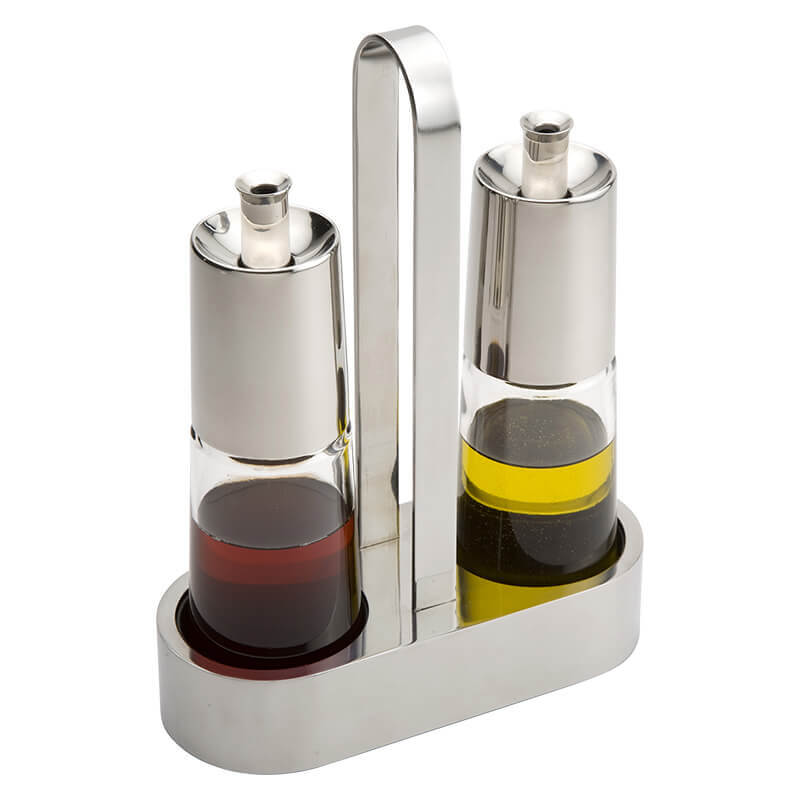 Bella Oliera In Acciaio Inox - Vetro - Set 2 Pz