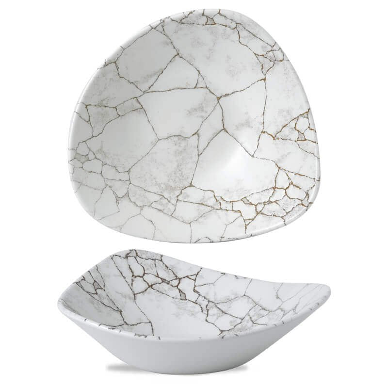 23.5x23.5 cm - Studio Prints Kintsugi Piatto Fondo Triangolare In Porcellana Vetrificata