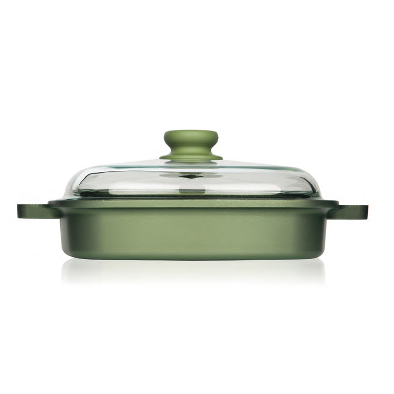 26x26 cm - Dr.Green Stone Extra Induction Bistecchiera Vapor Grill Antiaderente In Alluminio Con Coperchio