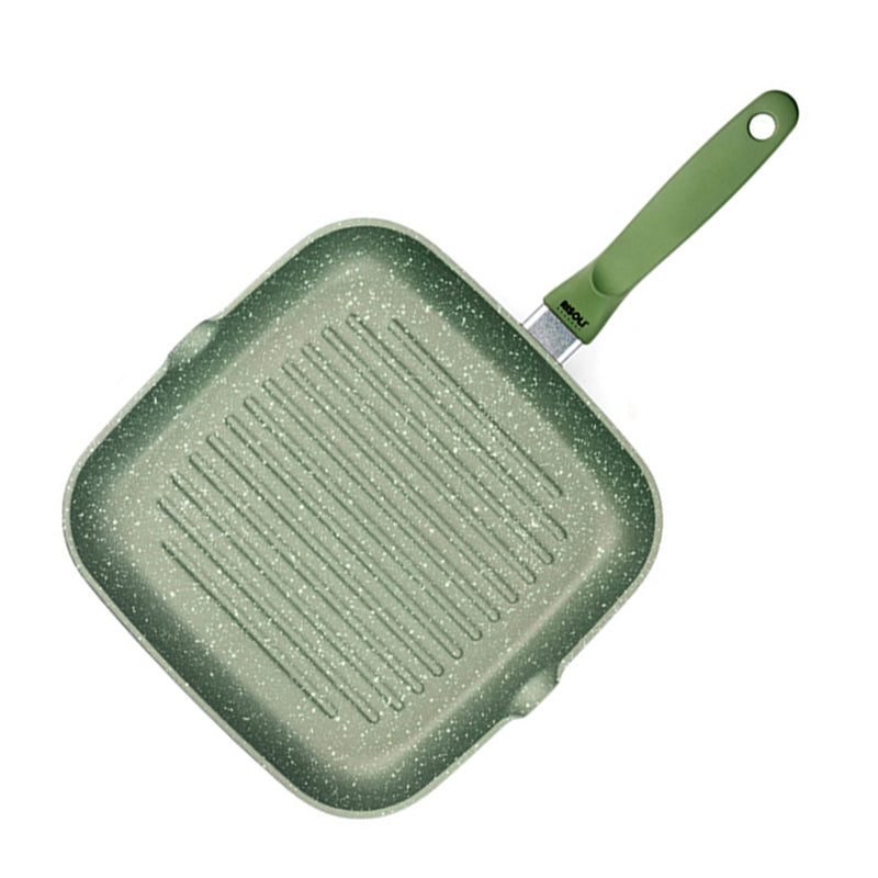 26x26 cm - Dr.Green Stone Bistecchiera Quadrata Antiaderente In Alluminio