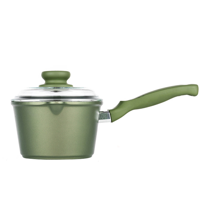 16 cm - Dr.Green Stone Casseruola Con Manico Antiaderente In Alluminio  Con Coperchio In Vetro