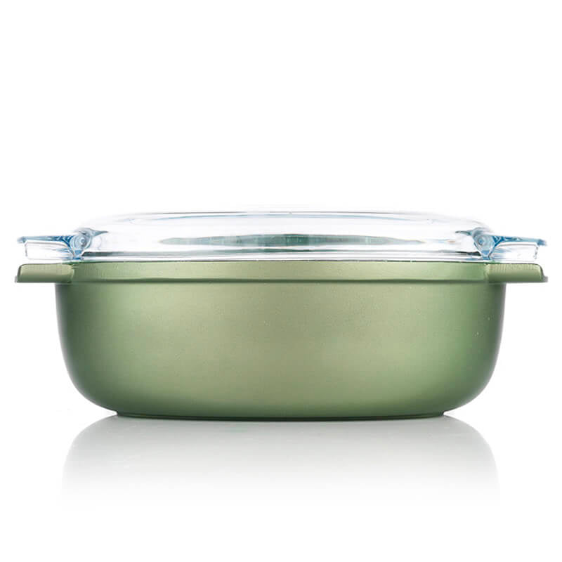 36x24 cm - Dr.Green Stone Rostiera Ovale Antiaderente In Alluminio  Con Coperchio In Vetro