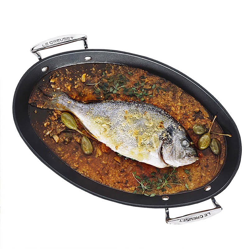 40x25.5 cm - Les Forgées Pesciera Ovale In Alluminio Antiaderente