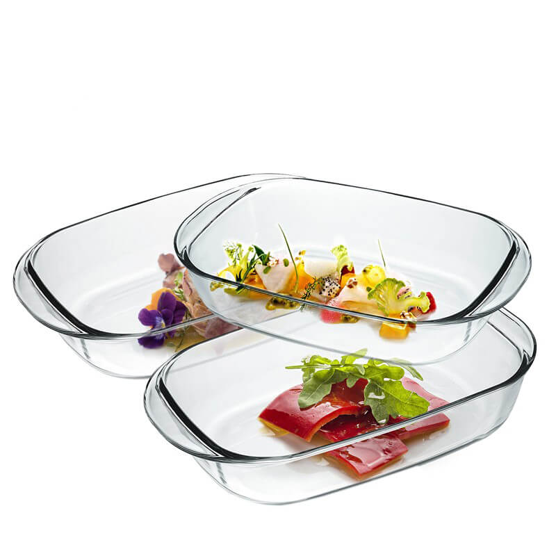 Ovenchef Pirofila Rettangolare In Vetro Temperato - Set 3 Pz