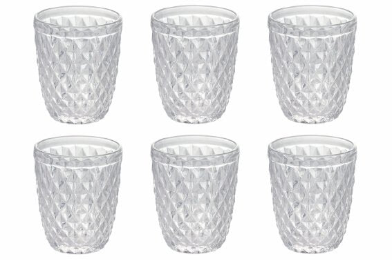 26 cl - Diamond Bicchiere Acqua in Vetro - Set 6 Pezzi