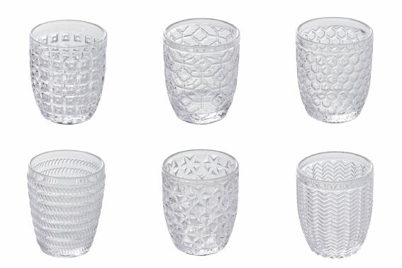 30 cl - Geometrie Bicchiere Acqua in Vetro - Set 6 Pezzi
