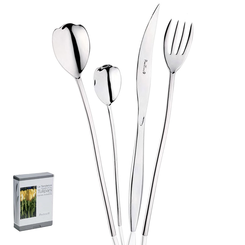 Tulipani Servizio Posate In Acciaio Inox - Set 24 Pz