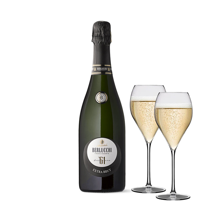 61 Extra Brut Franciacorta DOCG Cantine Berlucchi  - Set 2 Calici Rastal Franciacorta 42 Cl