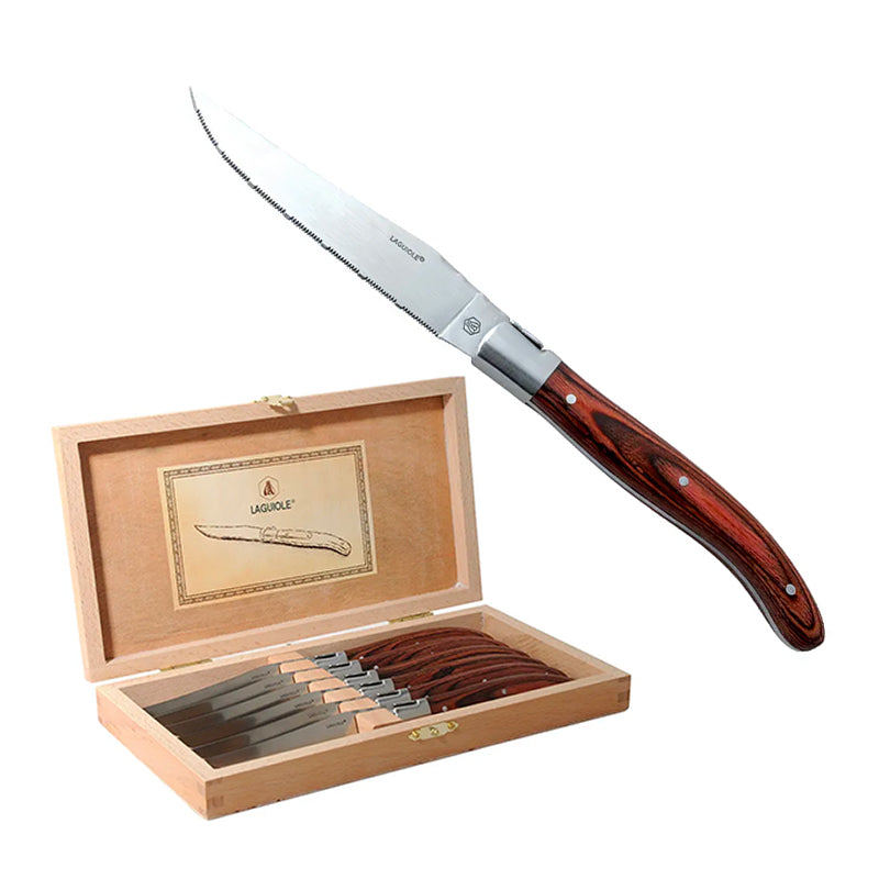Coltello Bistecca In Acciaio Inox Pakkawood - Set 6 Pz