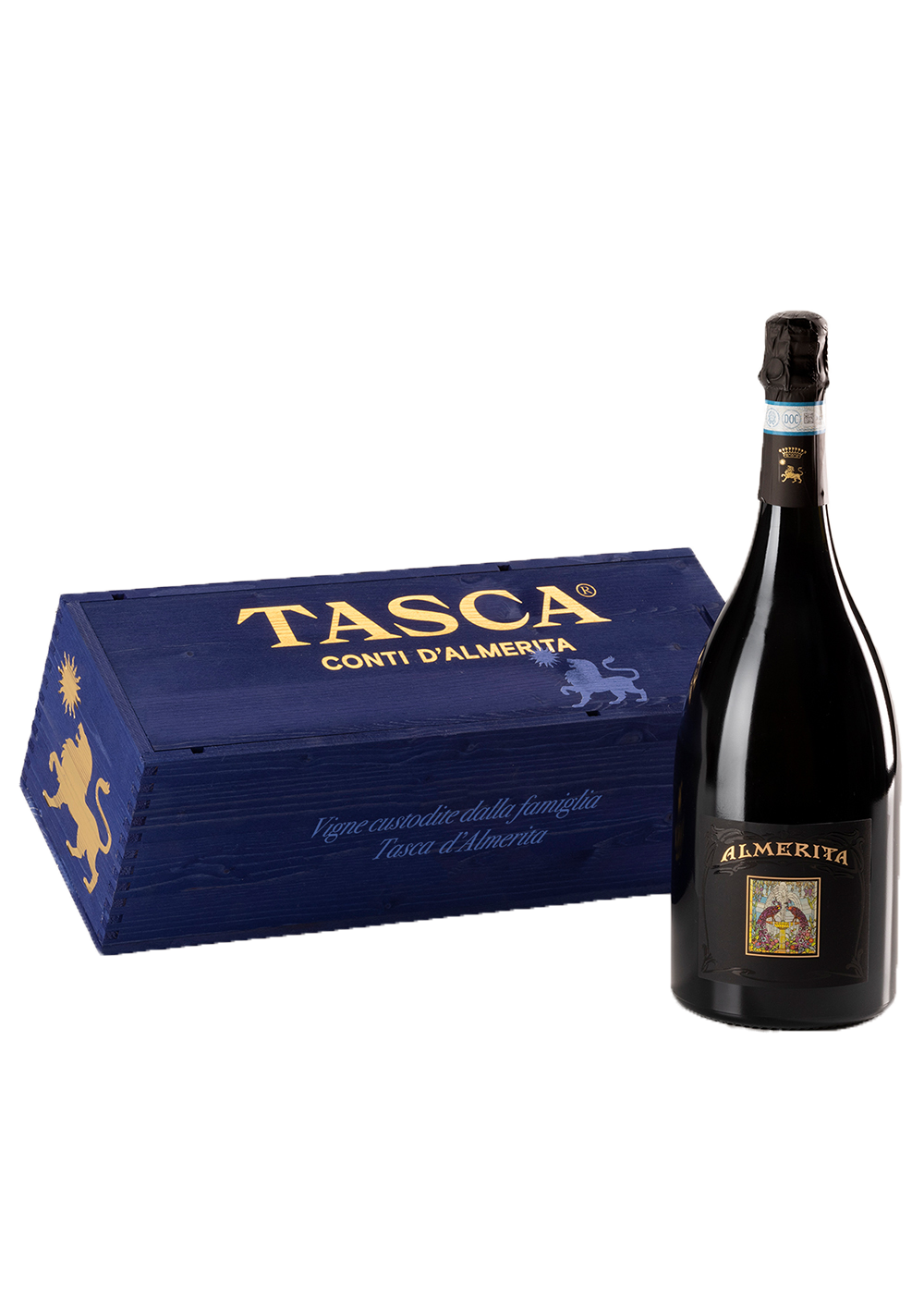 Almerita Brut Magnum 2020 In Cassetta Di Legno Blu