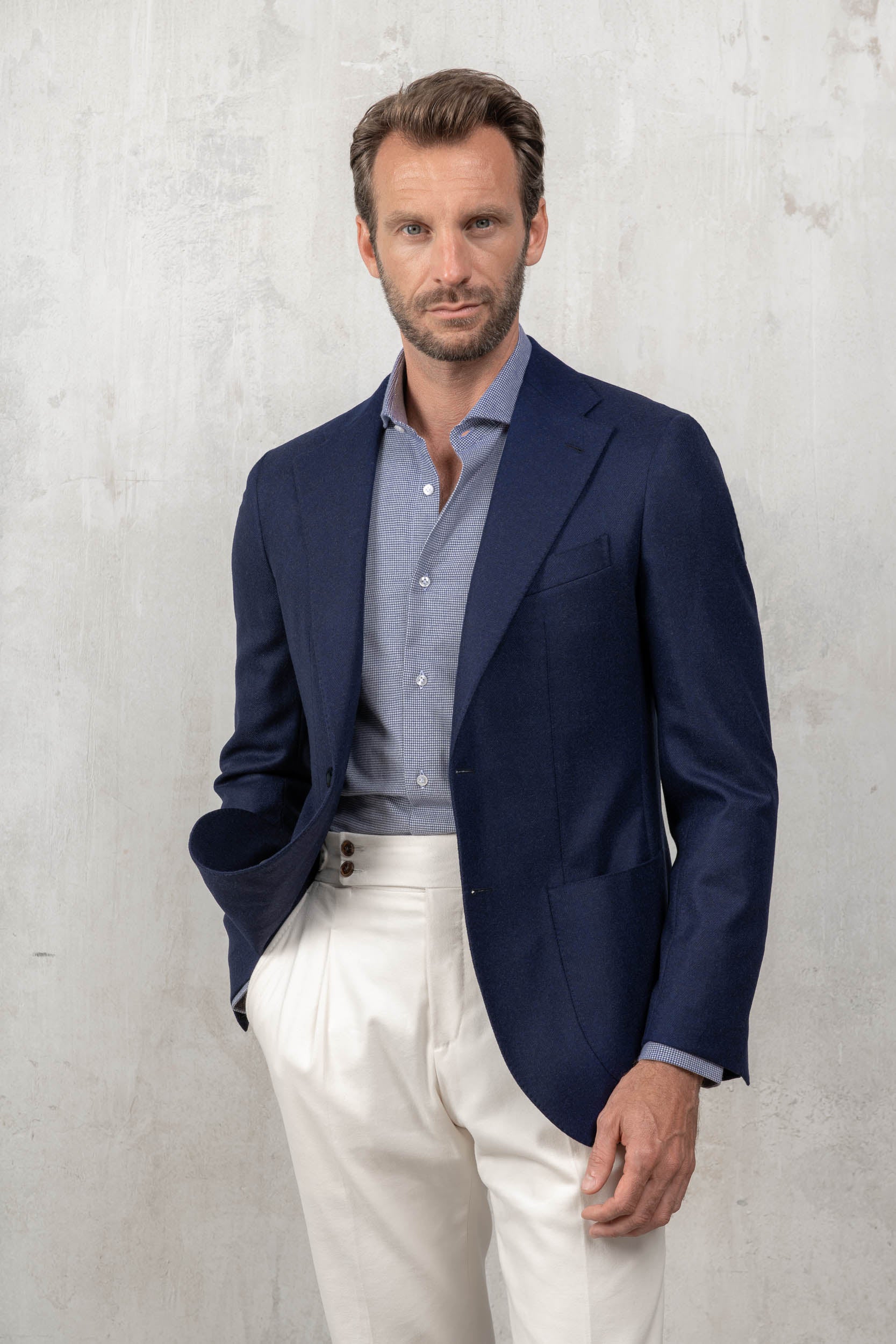 Blue jacket in Loro Piana blend - Made in Italy