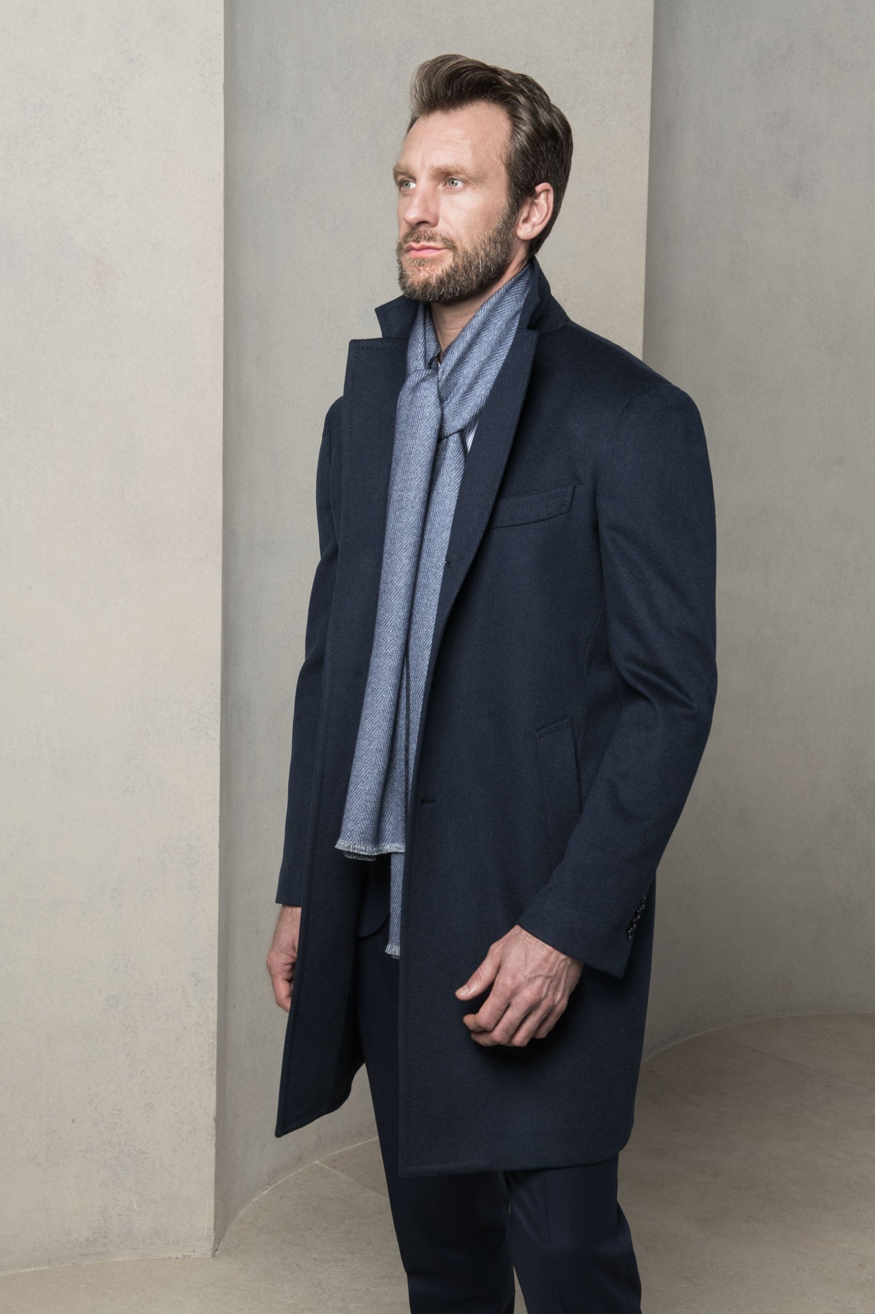 Blue overcoat in Loro Piana wool - Made in Italy