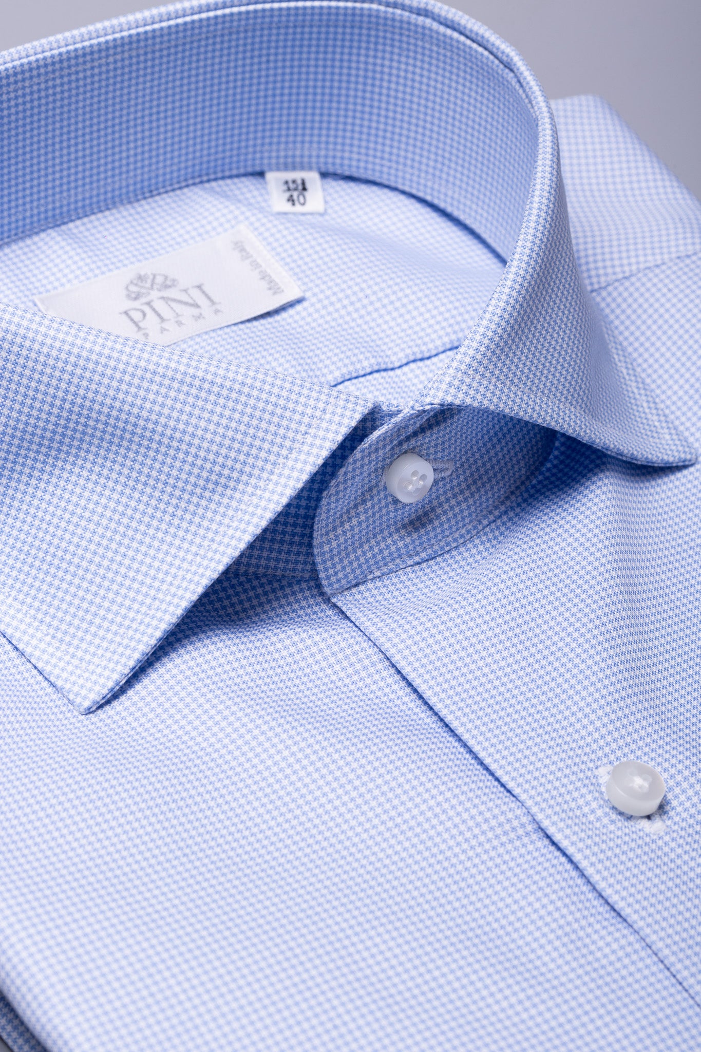 Houndstooth Light Blue Shirt - Made in Italy